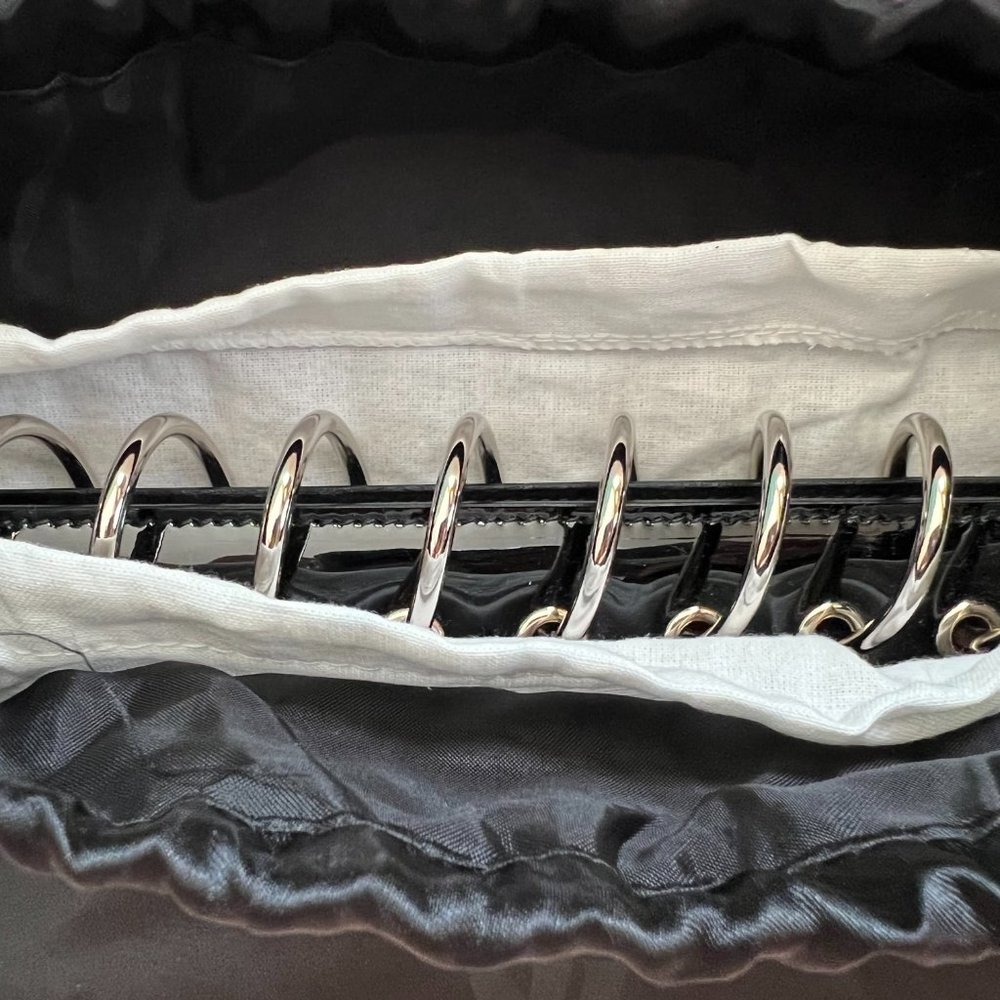 YSL Yves Saint Laurent Black Patent Spiral Clutch Bag Vintage Purse Vintage Rare - Picture 6 of 8